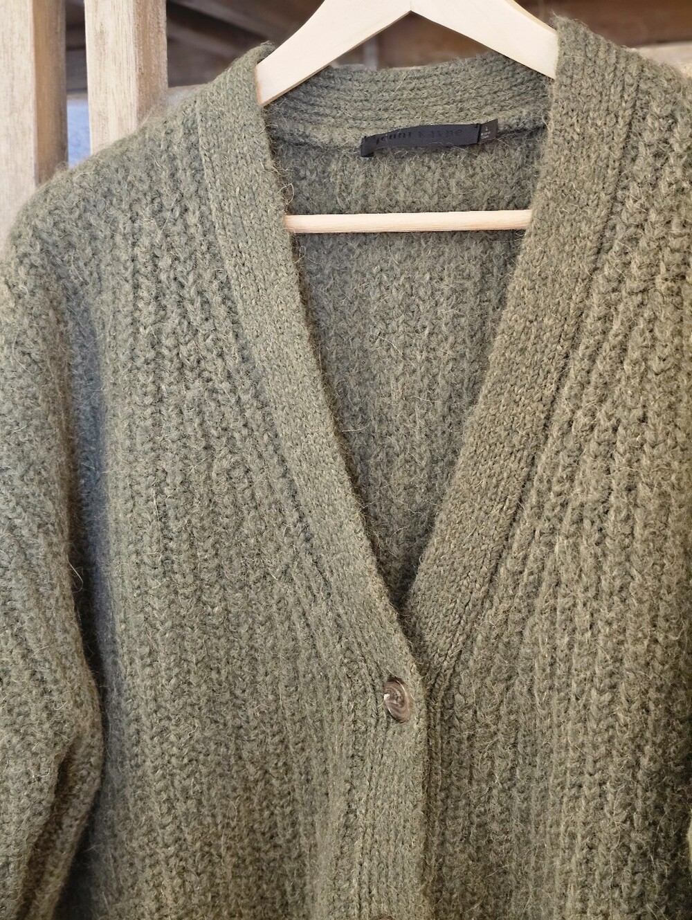 Jenni Kayne Cocoon Cardigan | Olive Green | L | Alpaca Wool Blend - Picture 6 of 11